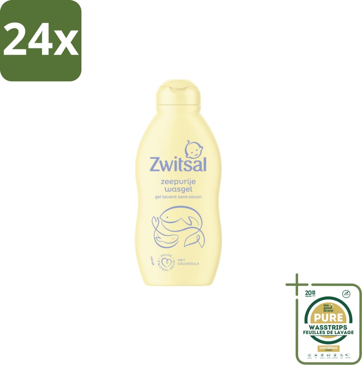 Zwitsal Zeepvrije Wasgel 200 ml - Voordeelverpakking - 24 stuks - Babyhuid - Wasgel voor baby