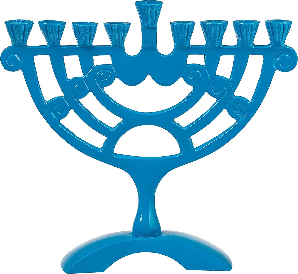 Gekleurde Kaarsenhouder voor Menorah met Blauw Swirl Patroon - Geschikt voor Standaard Chanukah Kaarsen