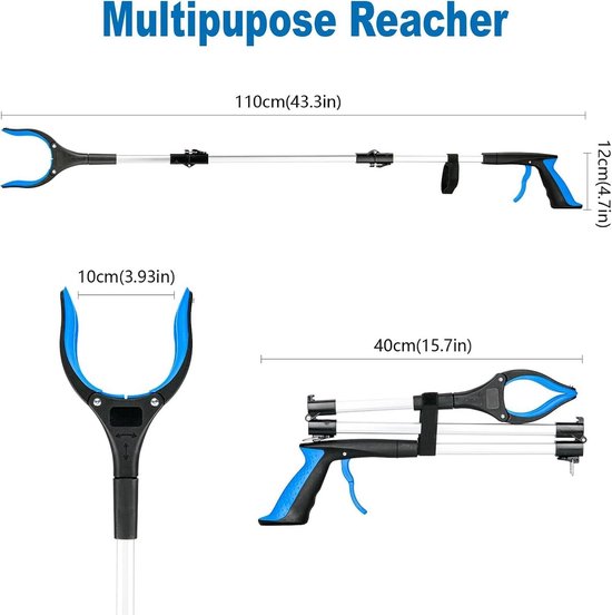 Extra Lange Grijptang met Magneetpunten en Draaibare Kop voor Senioren - 91 cm — afbeelding 4