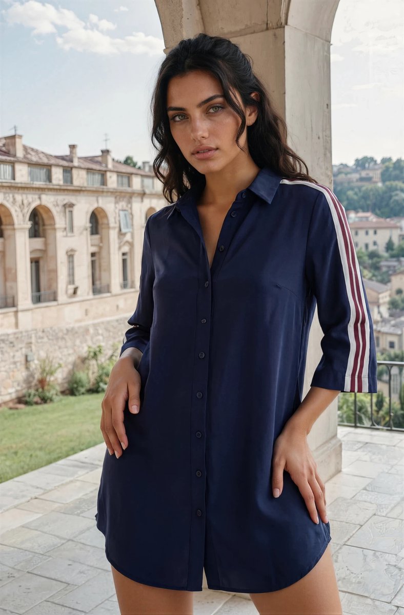 MI PIACE - Travel Jurk Tape 2665 Dark Blue - Maat : S