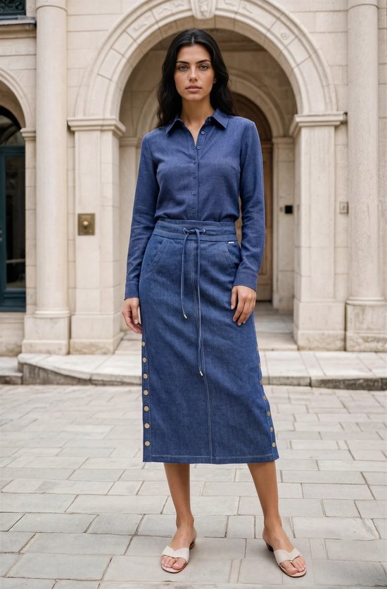 MI PIACE - Bonded Travel Blouse 60840 Dark Blue Denim