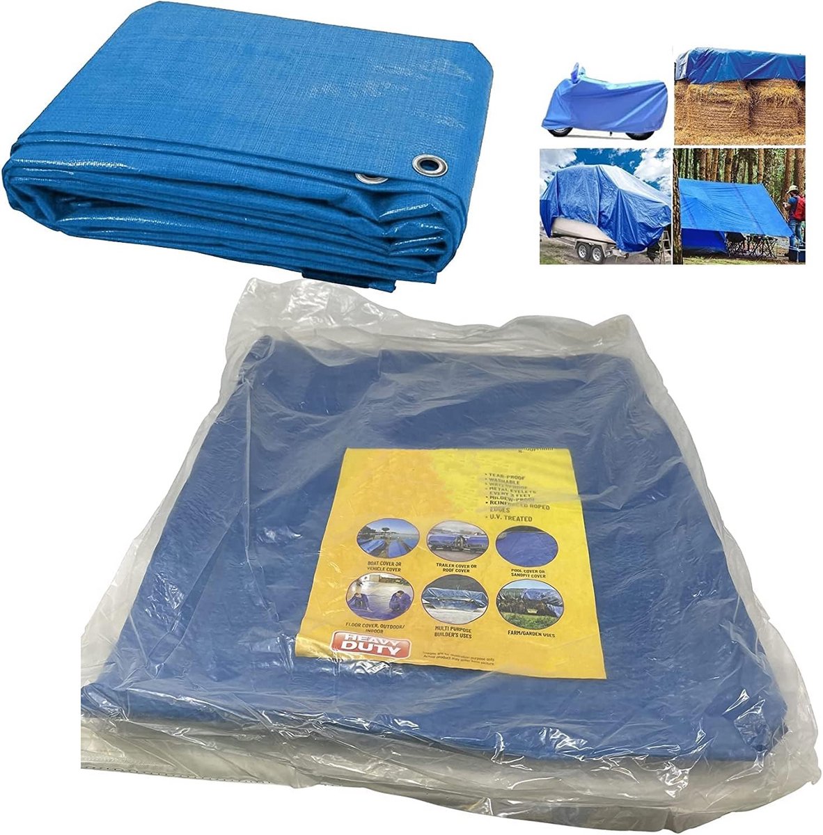 Extra Sterk Waterdicht Grondzeil Blauw - UV-bestendige Tarp voor Camping en Buiten (1,8m x 1,2m)