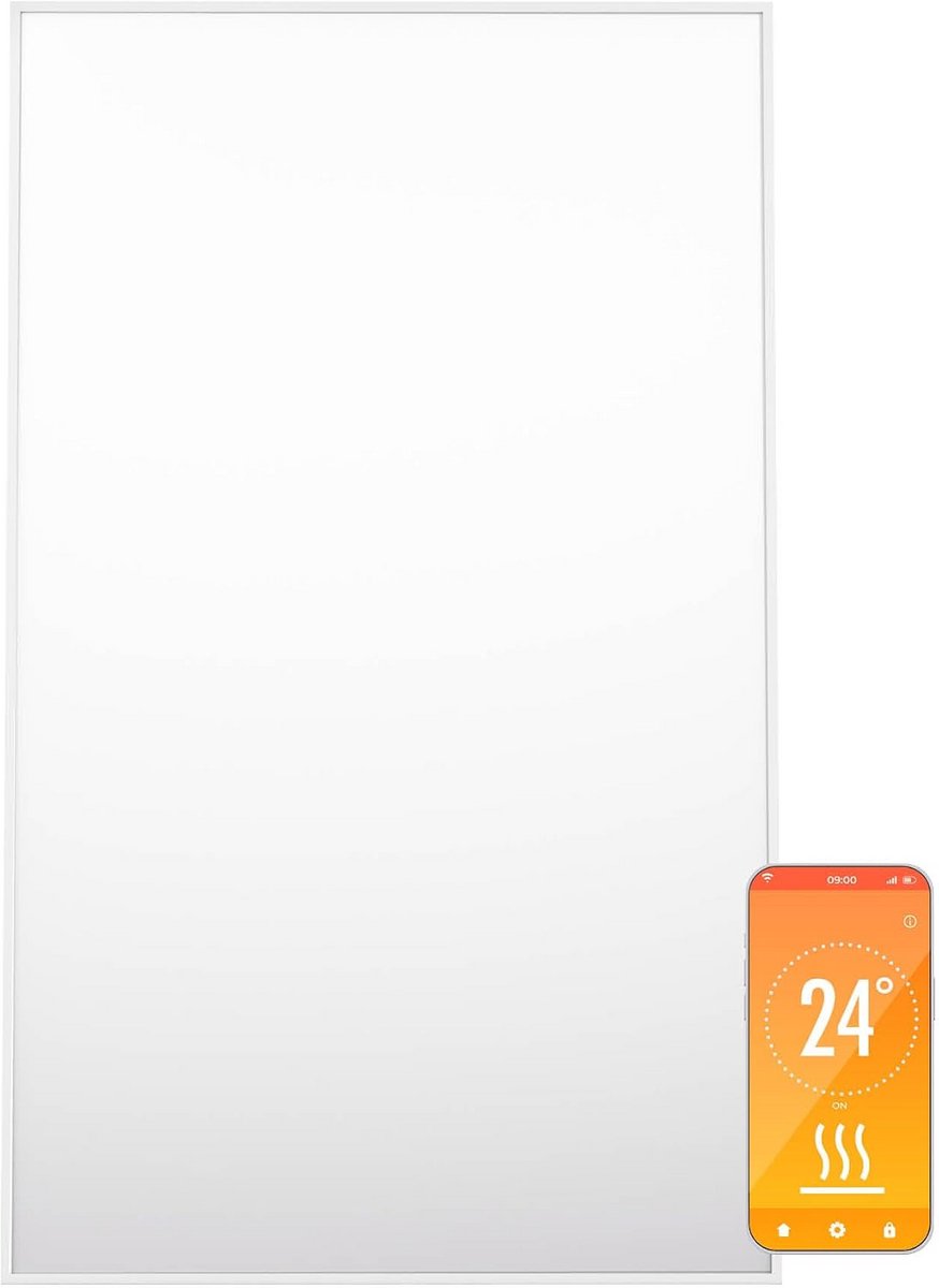 Infrarood Verwarming met Thermostaat voor Binnen, 600W Elektrisch Slimme Wandverwarming met App Bediening