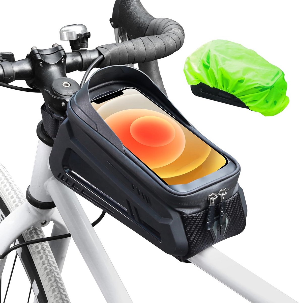 Waterdichte Fiets Telefoon Tas - Framezak voor Bovenbuis met Gevoelig Touchscreen tot 7.2 inch