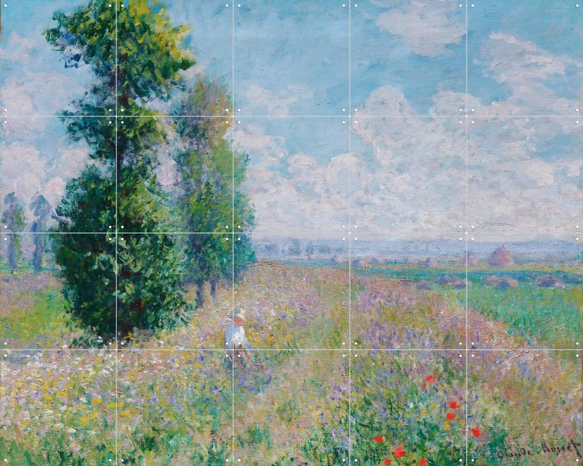 IXXI Meadow with Poplars, Claude Monet & Museum of Fine Arts Boston - 100 x 80 cm - Gratis ophangtool - Grote wanddecoratie en posters -