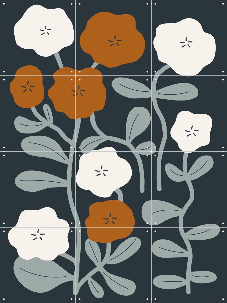 IXXI Happiness Blooms with Flowers, Little Otja - 60 x 80 cm - Gratis ophangtool - Grote wanddecoratie en posters - Speels, Illustraties, Kinderkamer