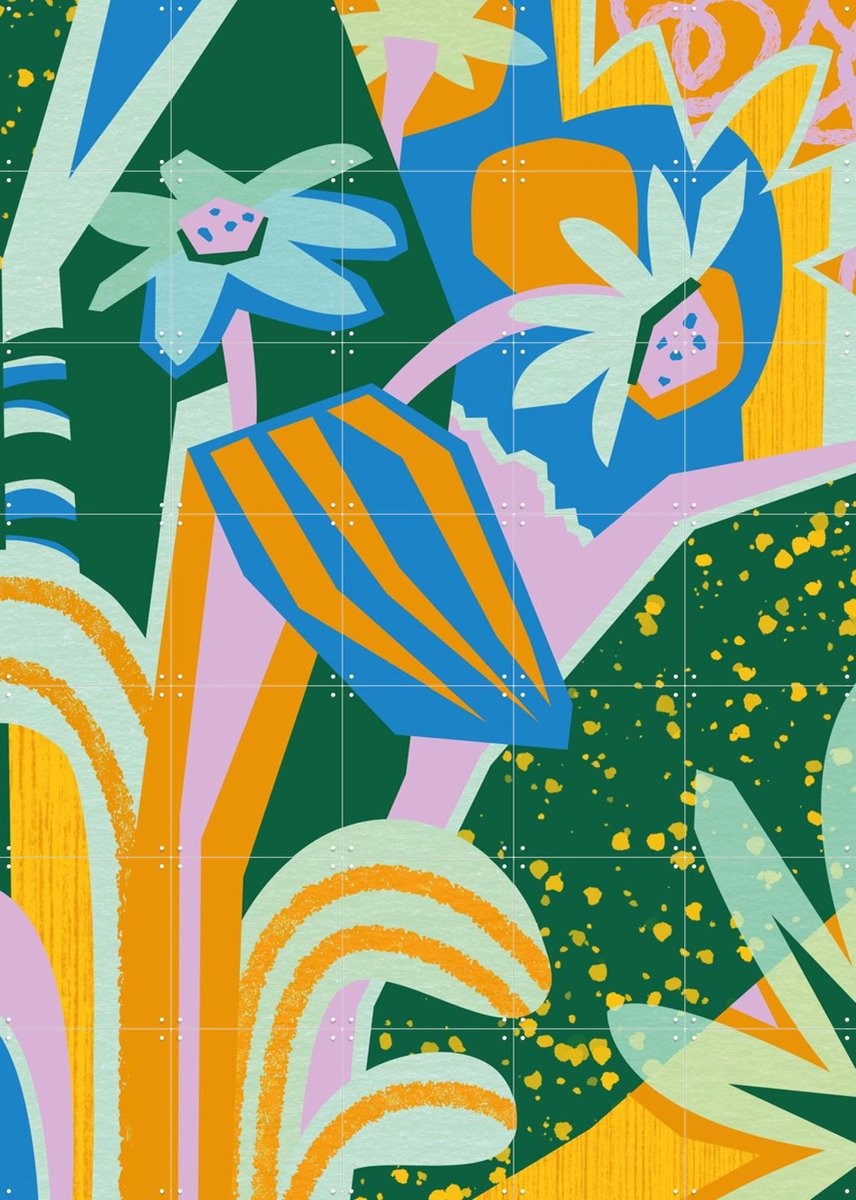 IXXI Handful Of Daisies Blue, Megan Gallagher - 100 x 140 cm - Gratis ophangtool - Grote wanddecoratie en posters - Grafisch Ontwerp, Abstract