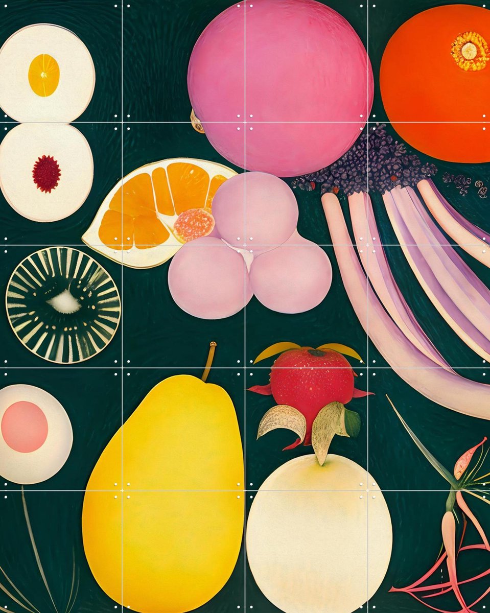 IXXI Fruity Illusion, Artclaud - 80 x 100 cm - Gratis ophangtool - Grote wanddecoratie en posters - Kleurrijk, Illustraties, Speels, Abstract
