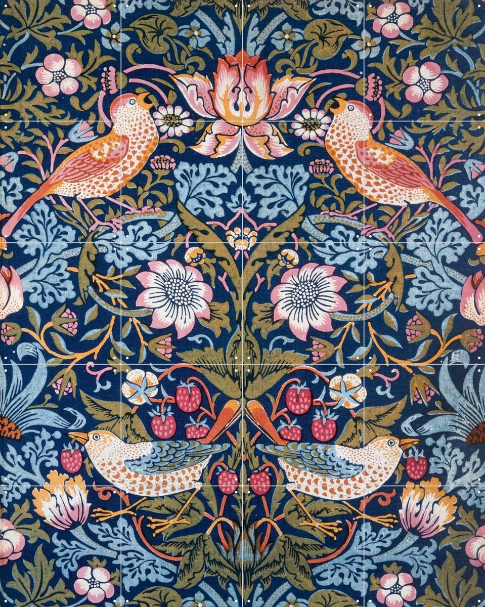 IXXI Strawberry Thief, William Morris & Victoria and Albert Museum - 80 x 100 cm - Gratis ophangtool - Grote wanddecoratie en posters - Klassiek