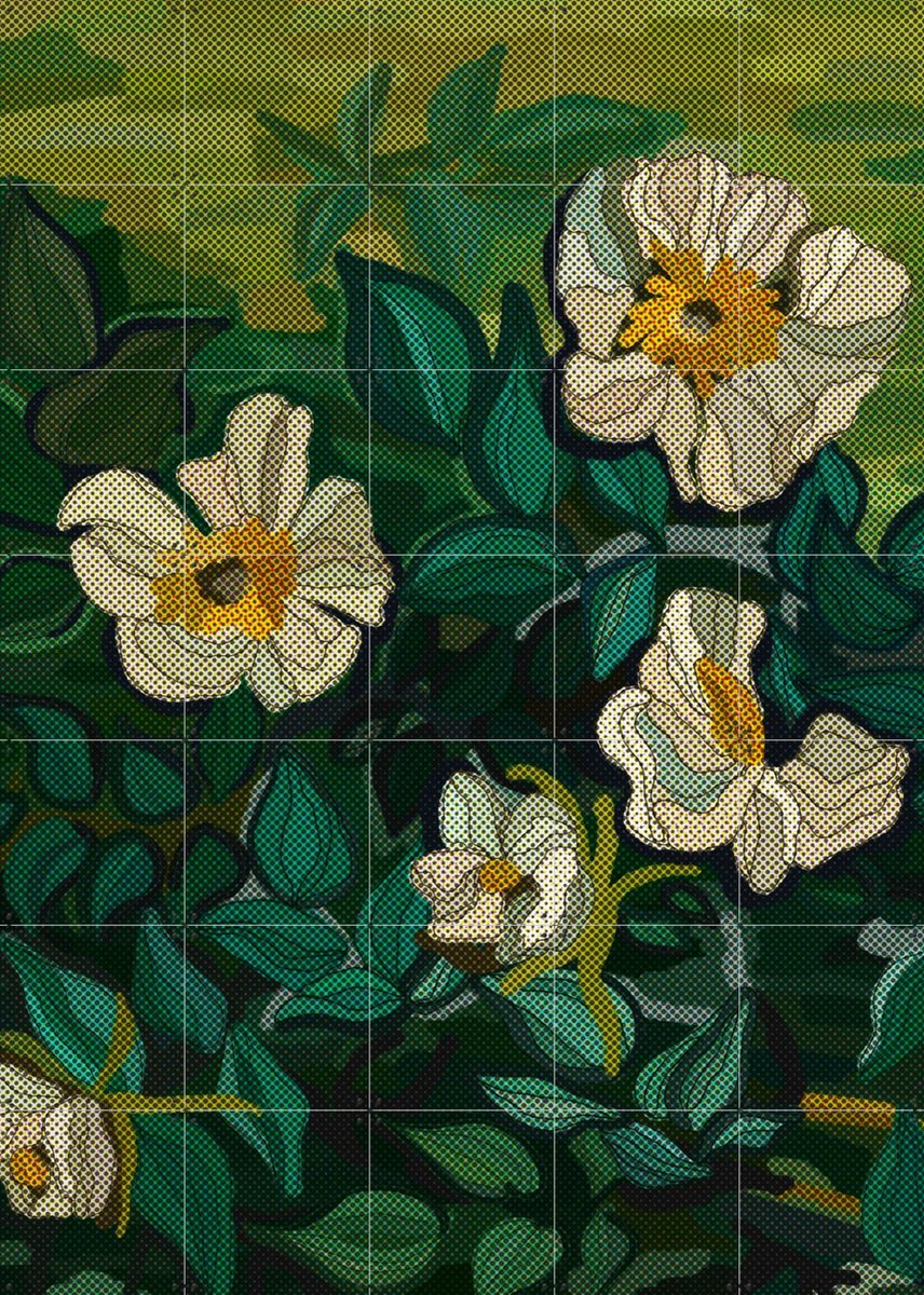 IXXI Wild Roses, Lotte Snoek & Van Gogh 21st Century - 100 x 140 cm - Gratis ophangtool - Grote wanddecoratie en posters - Klassiek, Illustraties