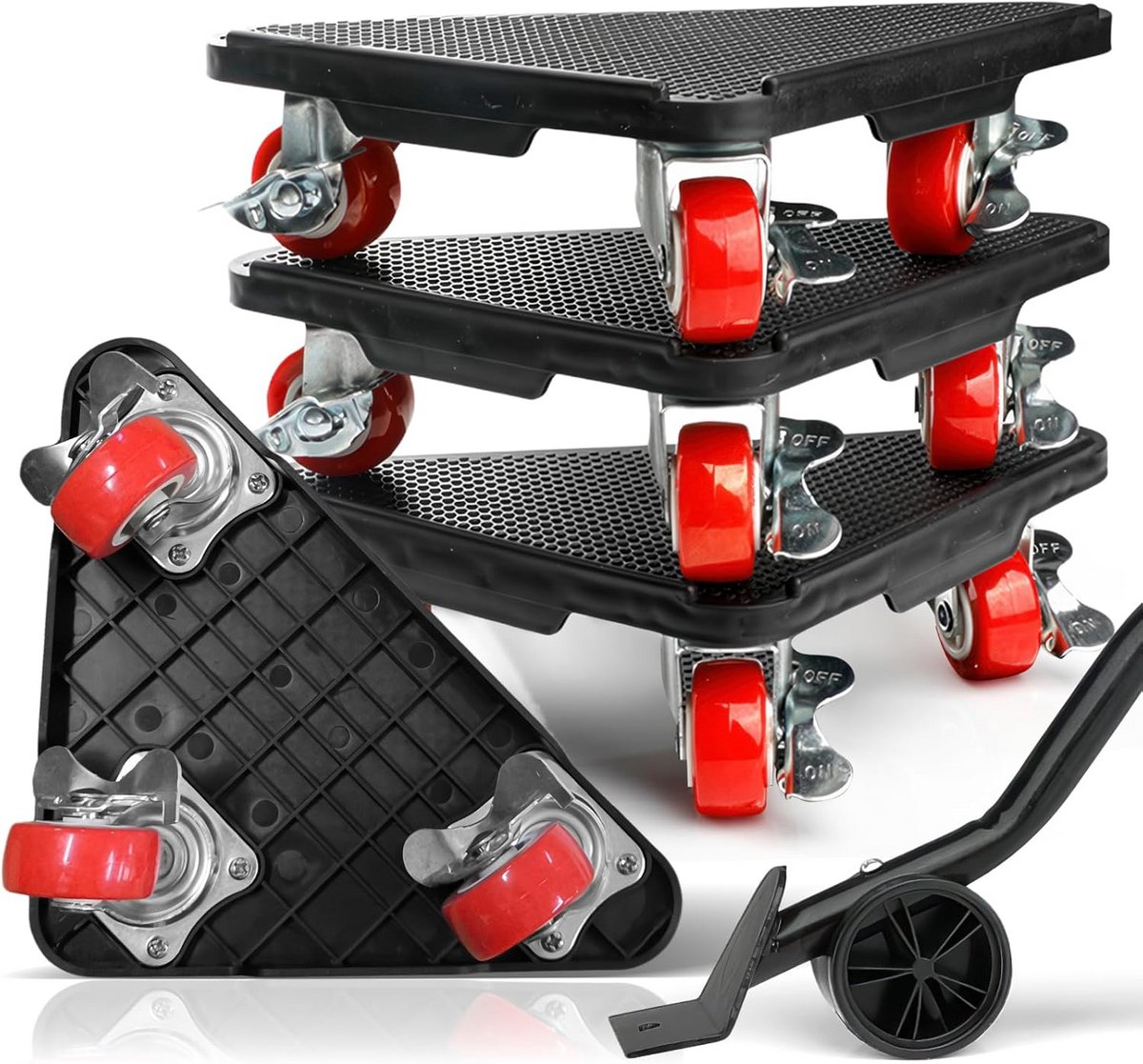 Set van 4 Meubelrollers met Rem - 360° Verrijdbaar Transport Hulpstuk - 750 kg Draagvermogen