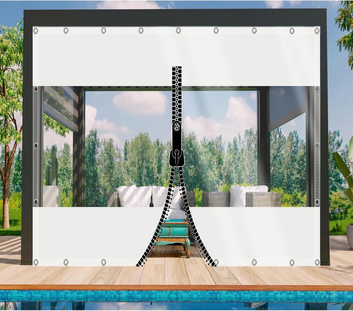Transparant Waterdicht Zeil op Maat PVC met Ringen Tuin en Buiten