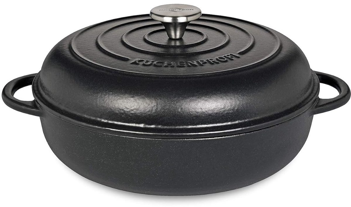 Gietijzeren Gourmetpan 28 cm Zwart Emaille