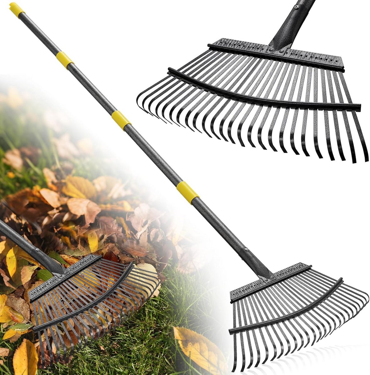 Grote Tuinhark met Metalen Tanden voor Bladeren en Gras