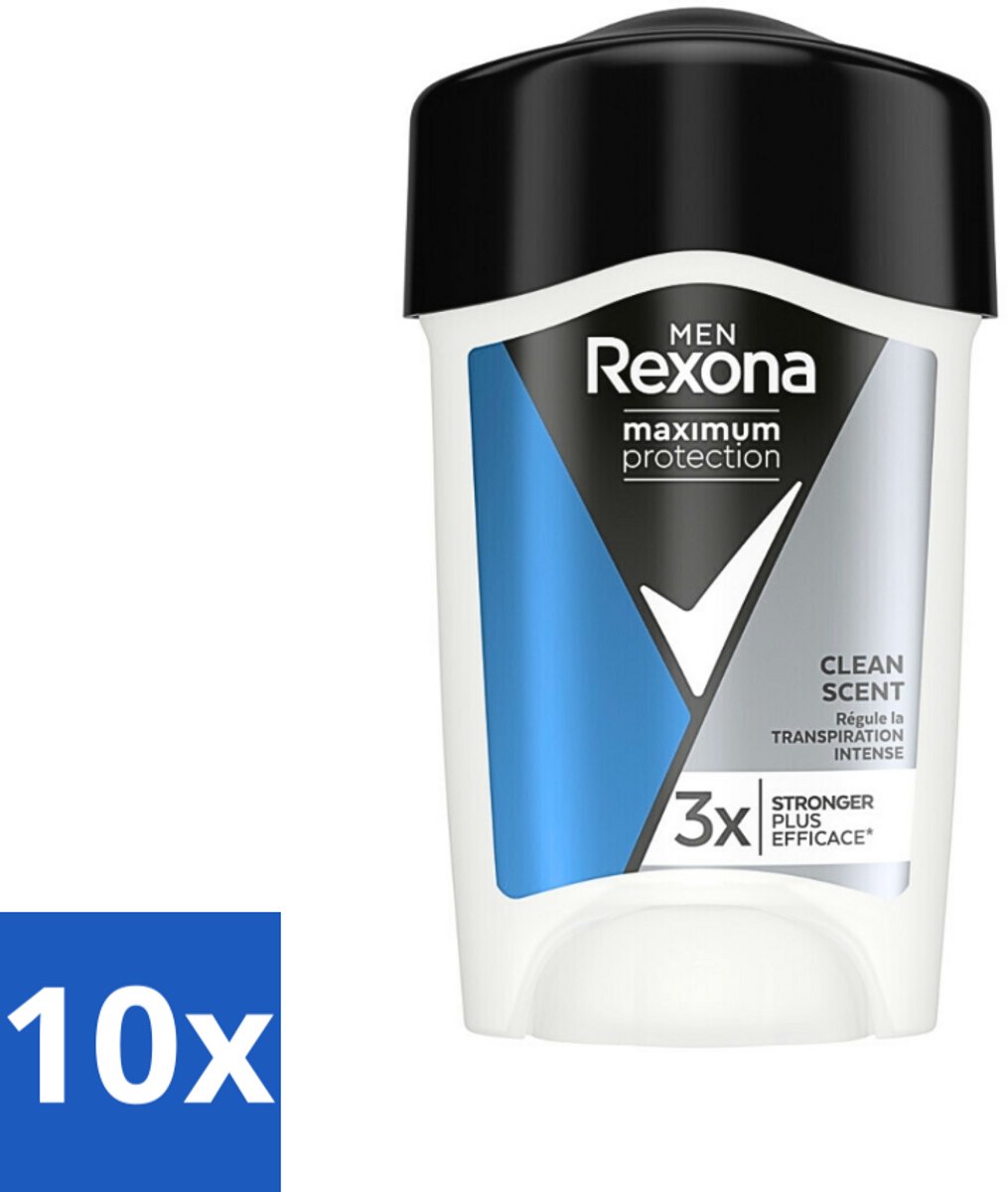 Rexona Men Deodorant Roller Maximum Protection Clean Scent 45 ml - Bulkverpakking - 10 stuks