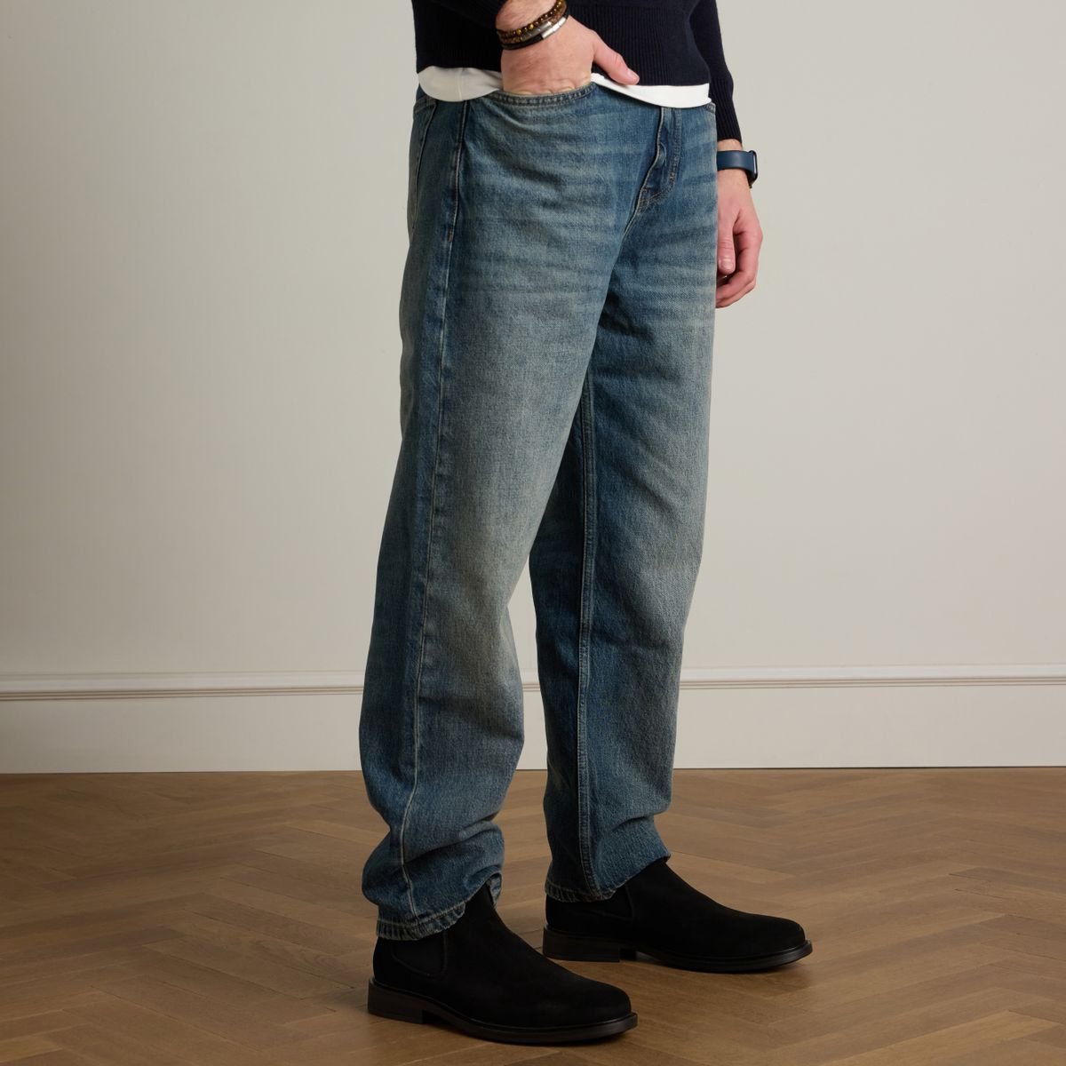 Manfield - Heren - Zwarte suède chelsea boots - Maat 47