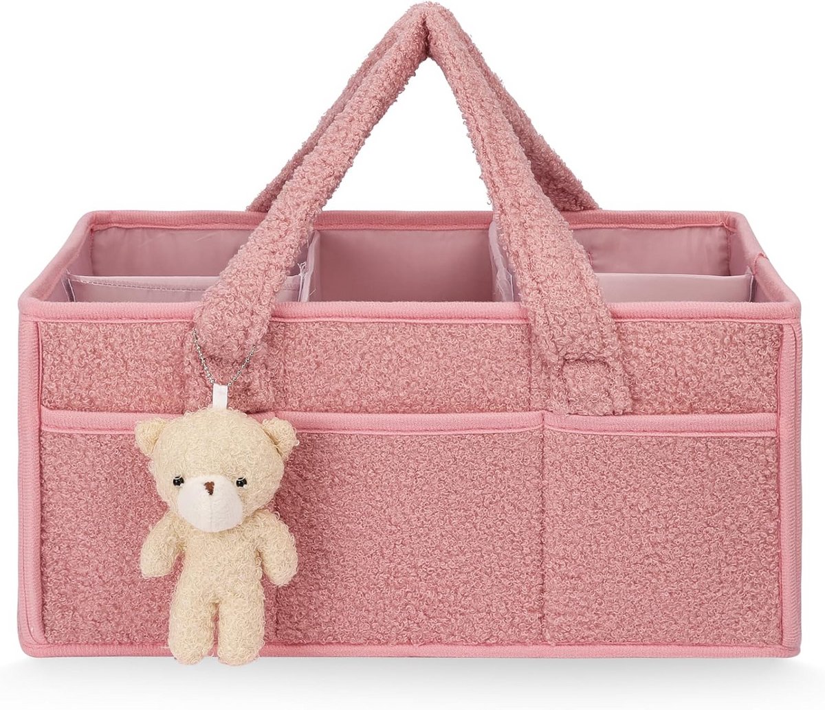 Pluche Luierorganizer met Vakken en Handvatten - Draagbare Luiertas Caddy