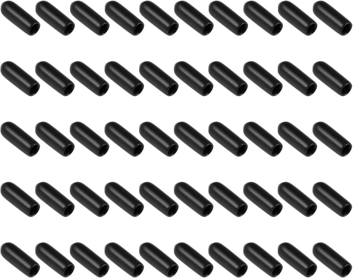 200x Ronde Rubberen Eindkappen voor Schroeven en Schroefdraad (4mm ID) - Zwart