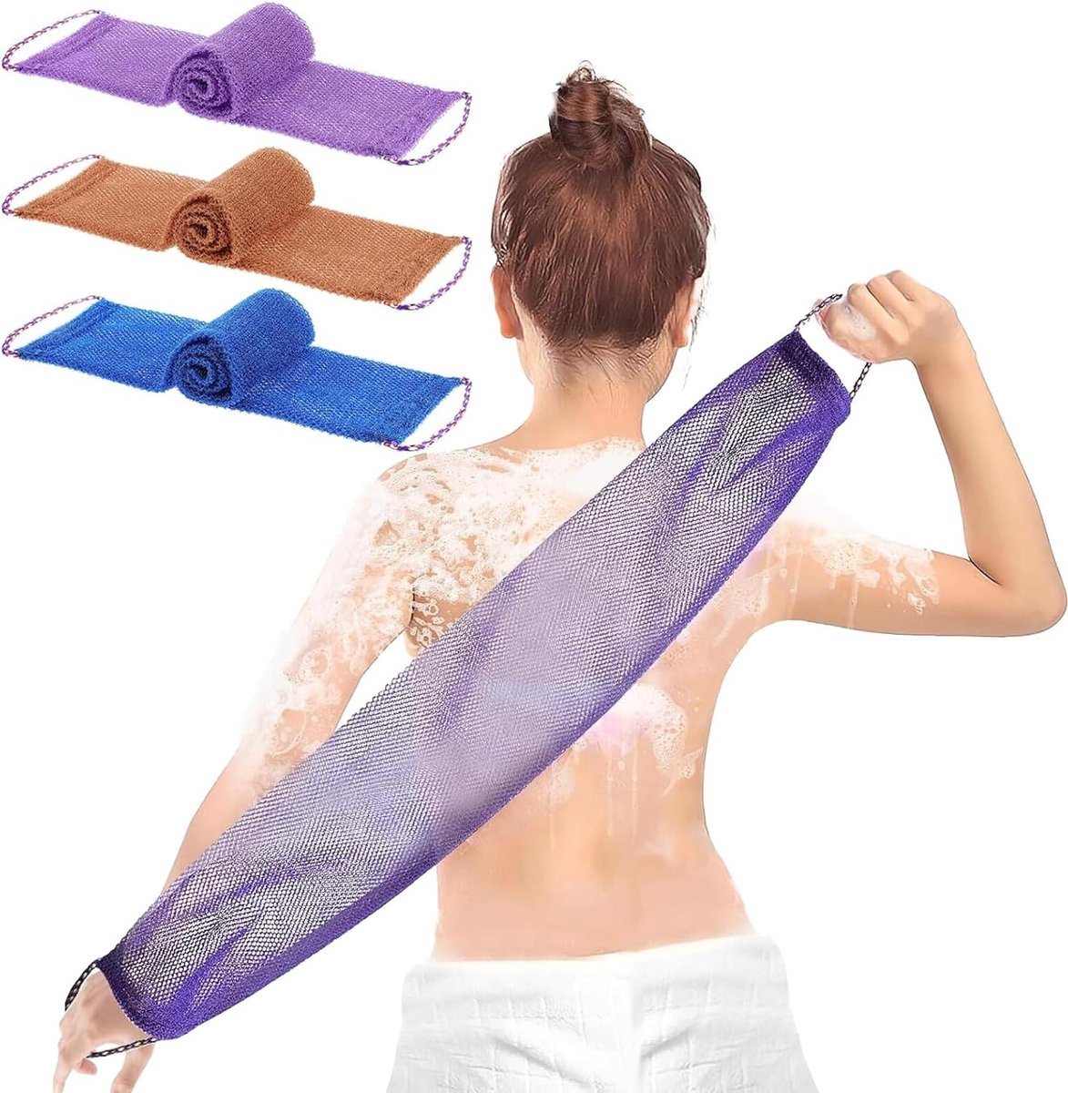 3-Pack Afrikaanse Exfoliërende Netsponsen voor Dagelijkse Reiniging en Peeling