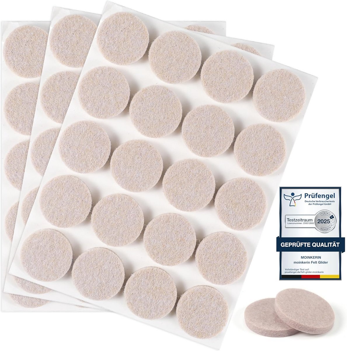 60x Zelfklevende Viltglijders 25mm - Stomme Stoeldoppen & Meubelbeschermers voor Harde Vloeren