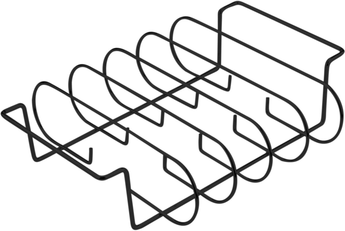 Grill Rib Rack - Barbecue Accessoire - Vlees Bereiden - Vaatwasserbestendig - 31cm Breed - Zwart