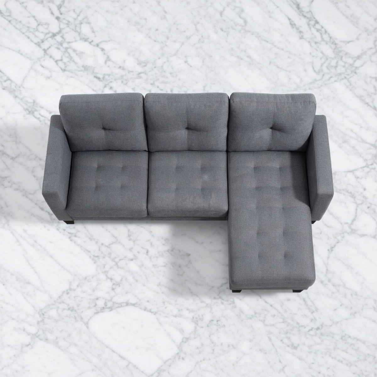 Luxe L-vormige Hoekbank met Omkeerbare Chaise Longue – Comfortabele 2-zits Bank in Donkergrijs Linnenlook met Pocketveren en Stalen Frame – Moderne Hoekbank 186x130x84 cm House&Garden