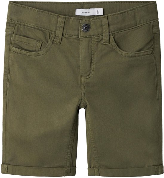 Short pour garçon Name It SILAS Deep Lichen Green Slim Fit