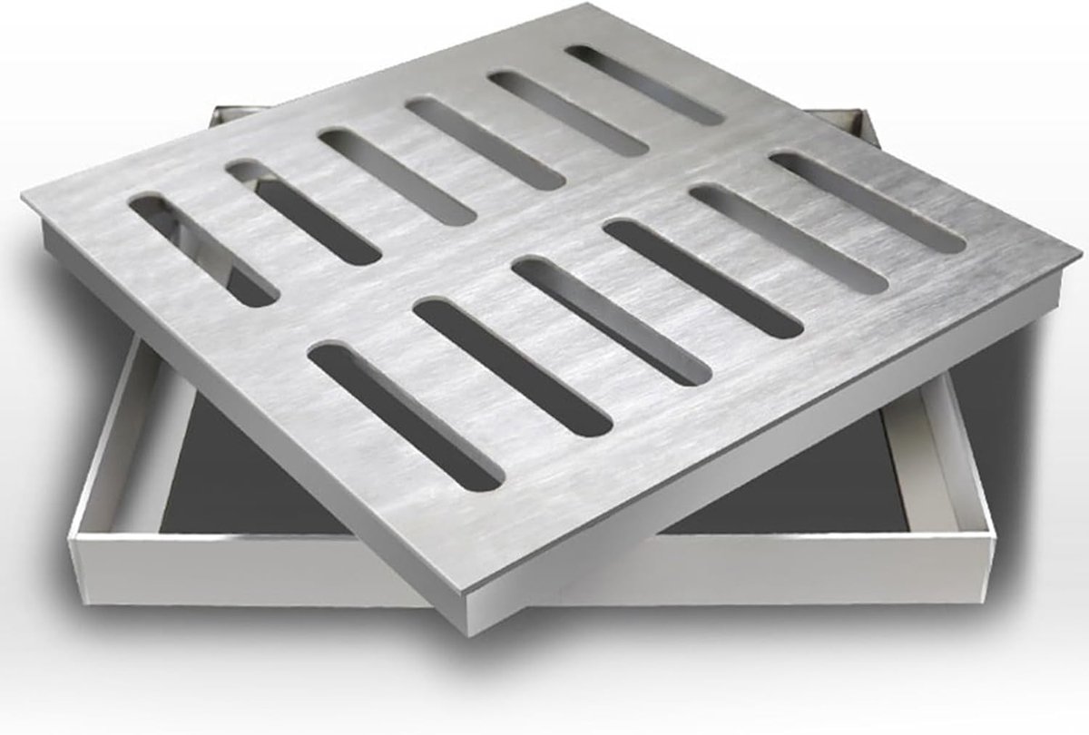 Afvoerrooster Vierkant - Drainage Deksel - Buitenbestrating Water - 304 RVS Stevig - 20x20cm