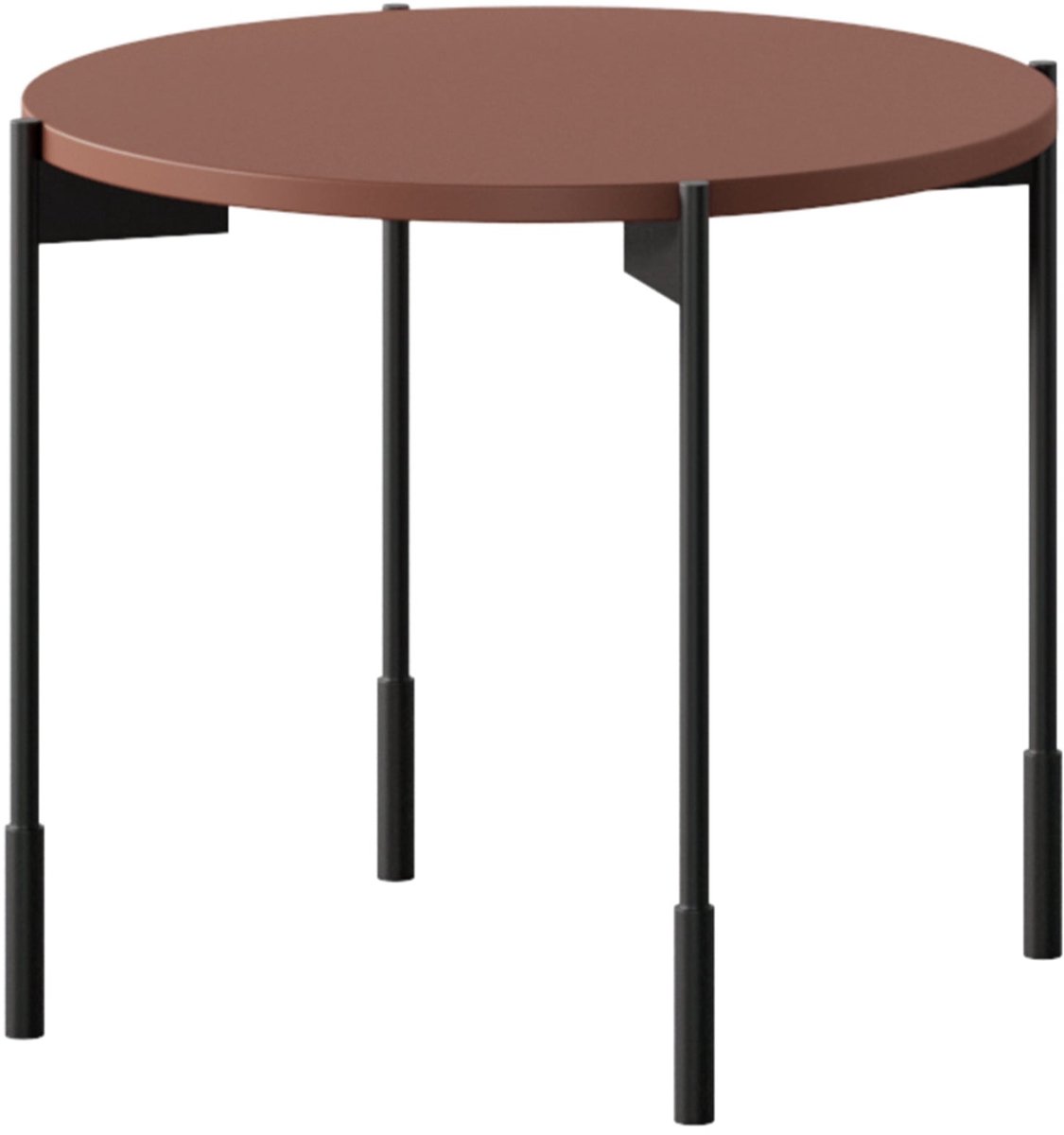 Sonatia Ronde Salontafel 45 cm – MDF Blad met Metalen Poot | Kleur: Bordeauxrood | Maat: 49x40x49 cm