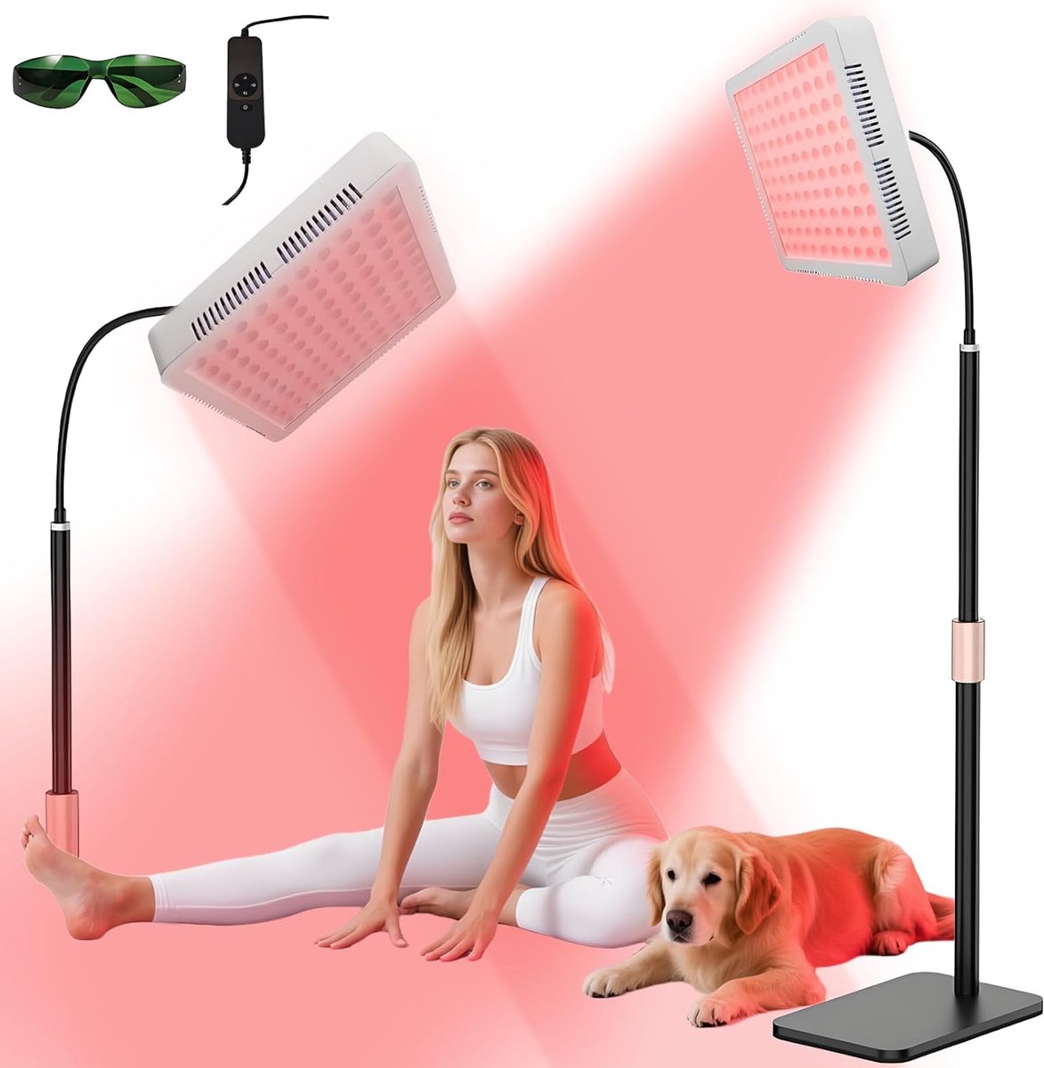 Lichttherapie Lamp - Gezichtsbehandeling Paneel - Huidverbetering Thuis - Dubbele Golflengte Technologie - Flexibele Zwanenhals - Rood