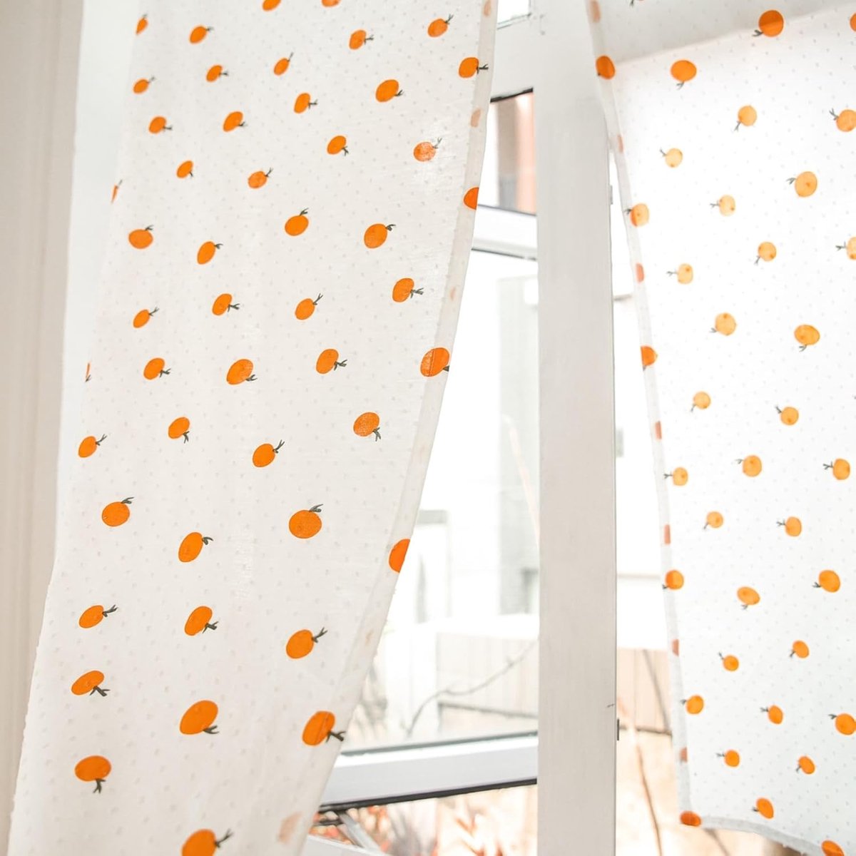 Vitrage Gordijnen - Raamgordijn Voile - Woonkamer Decoratie - Halftransparant Patroon - 60x140 cm - Beige Oranje