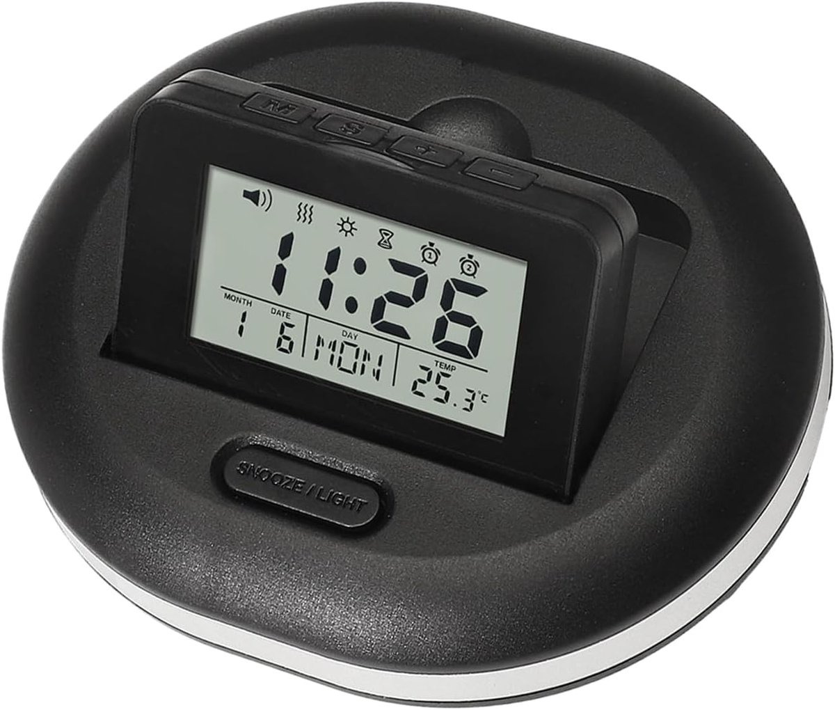 Digitale Wekker - Tafelklok Uurwerk - Wakker Worden - Draagbaar Ontwerp - 9.7cm Breed - Zwart