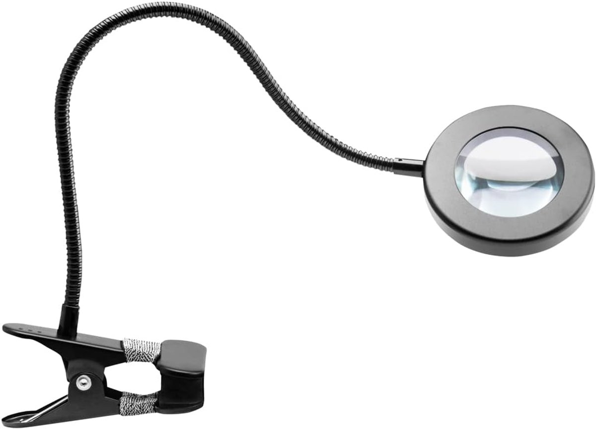 Vergrootglas met licht - Loeplamp klem - Gedetailleerd werk - Verstelbare arm - 9 cm diameter - Zwart