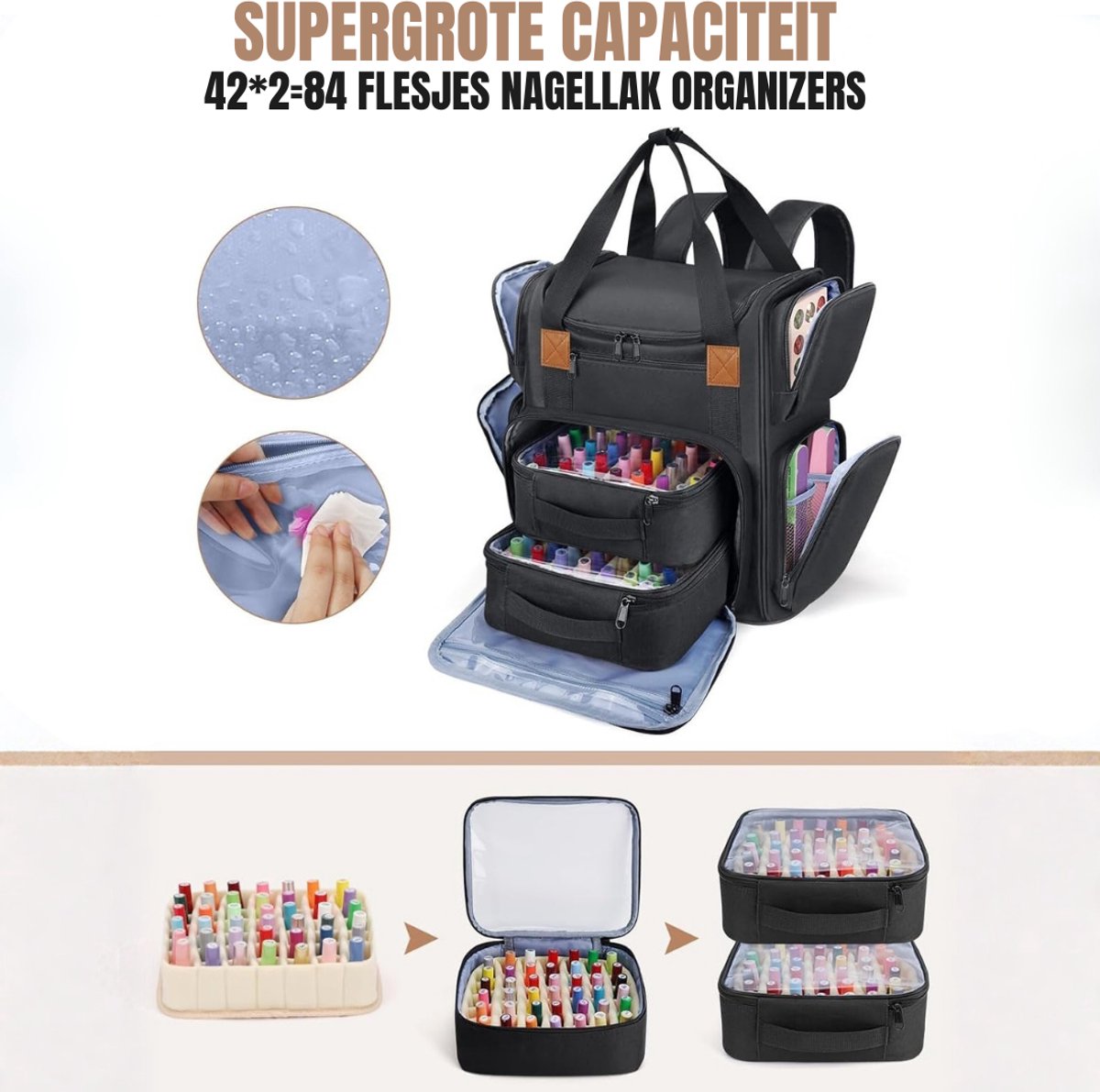 SVN® Nagellak Koffer - Nagellak - Zwart - 40cm x 30cm x 20cm