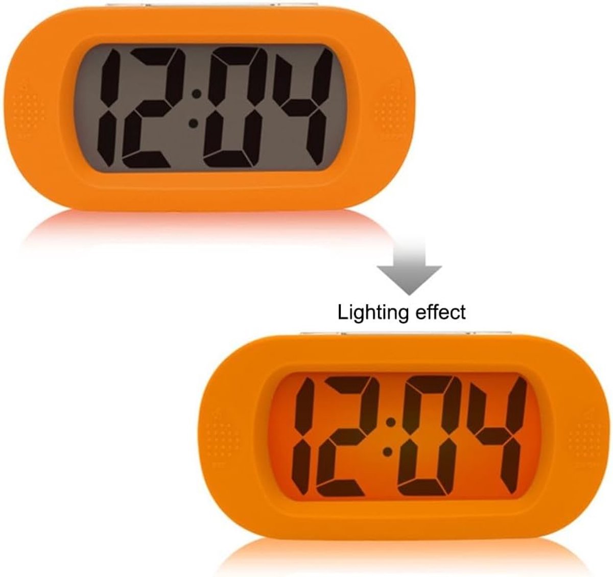 Digitale Wekker - Nachtklok LCD - Thuis en Reis - Oplopend Alarmvolume - 14x7x5 cm - Oranje