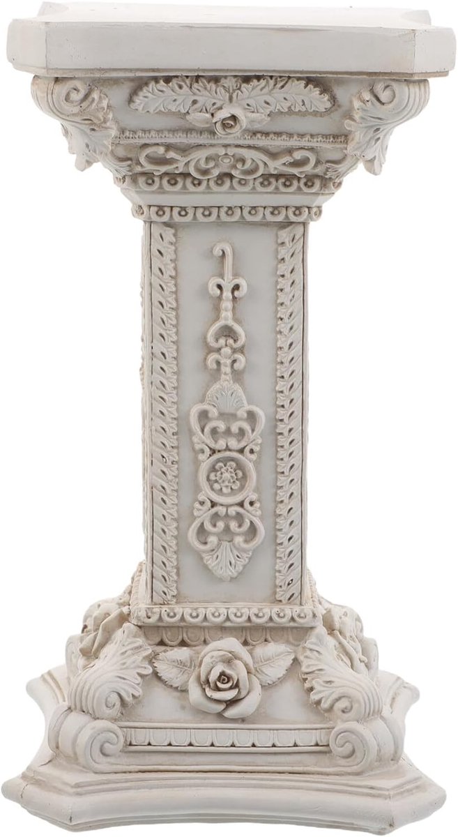 Romeinse Pilaar Decoratie - Griekse Zuil - Binnen Buiten Decoratie - Weerbestendig Hars - 22x12x12cm - Wit