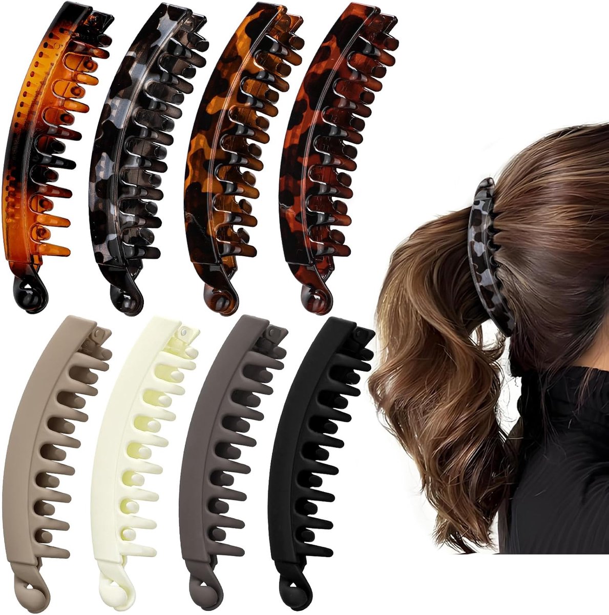 Haarklemmen Set - Bananenclips Dames - Dagelijks Gebruik - Voor Dik Haar - 13 CM - Multicolor