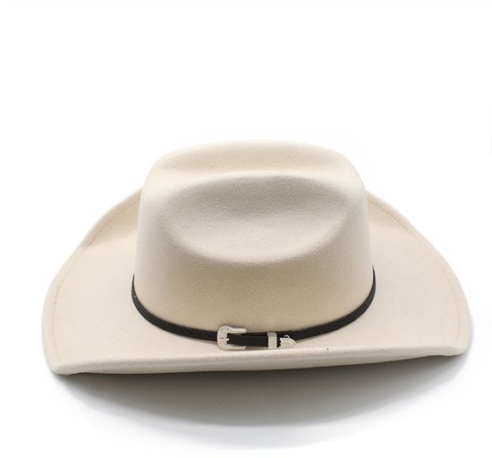 Chapeau de cowboy western pour dames/messieurs, petit, court, large bord, adapté à la plage, cowgirls, éleveurs de bétail et cowboys - M (56-58 cm) - Beige
