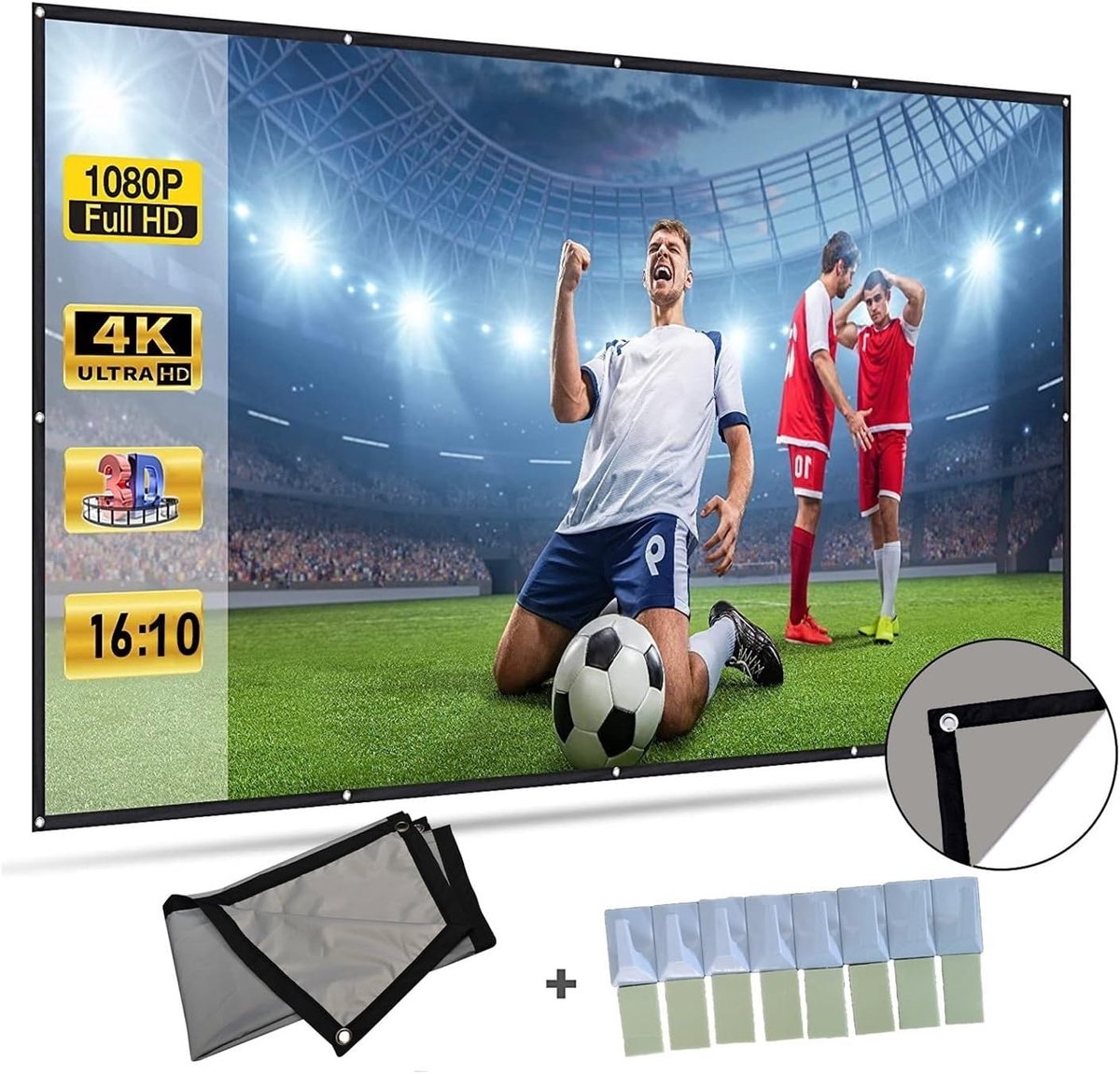 Projectiescherm - Beamerdoek - Thuisbioscoop - Reflecterende stof - 100 inch 16:10 - Grijs
