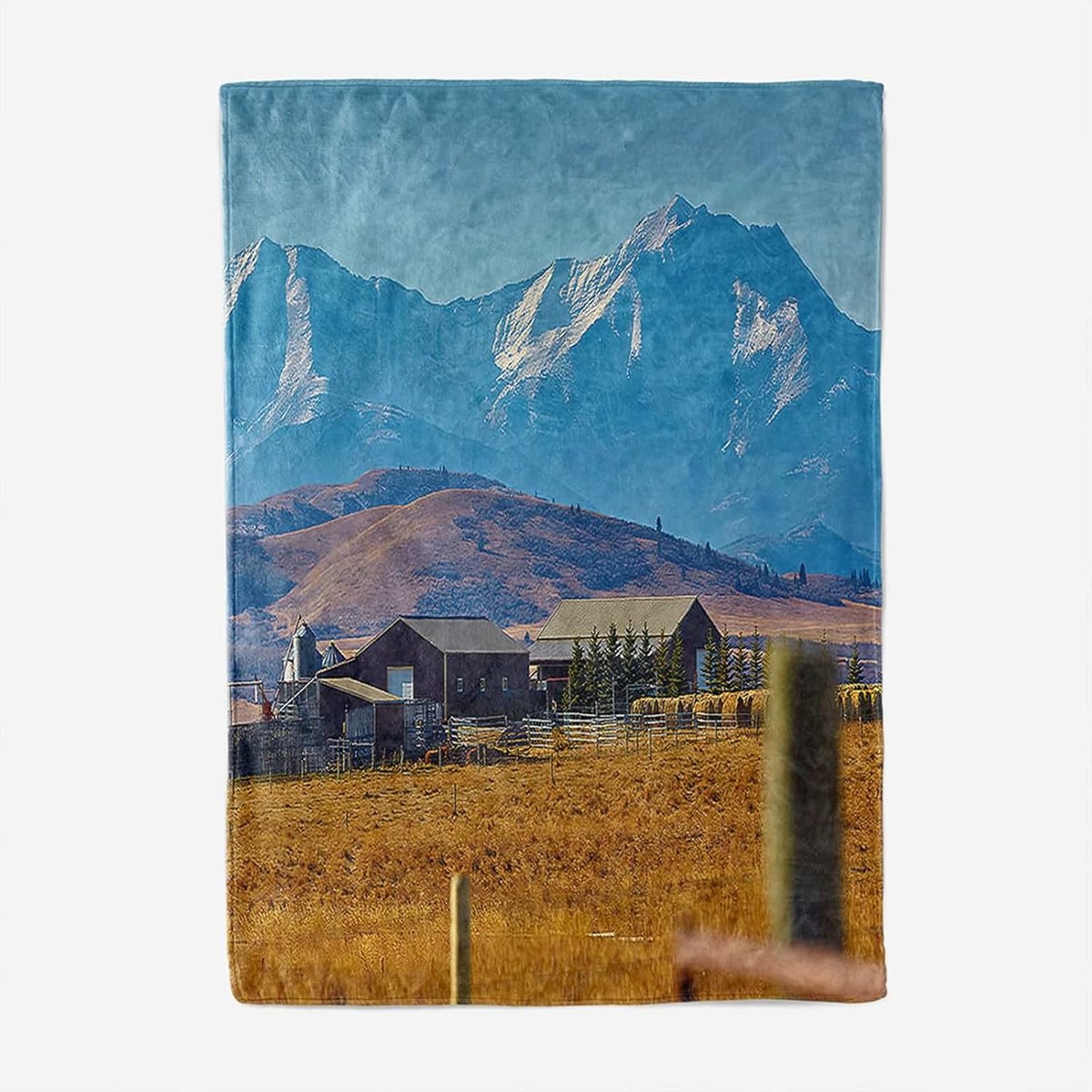 Fleecedeken Bedrukt - Zachte Plaid - Koude Avonden - Bergprint Design - 150x200cm - Blauw — cadeau in Wonen & Interieur - foto 4