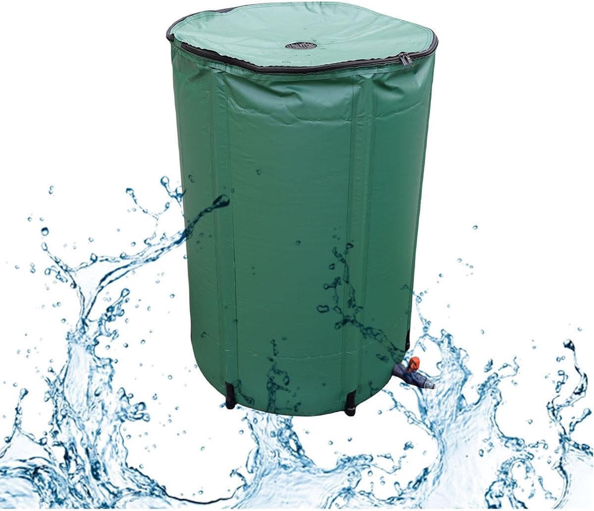 Regenton Met Standaard - Water Opslag Vat - Regenwater Verzamelen - Inclusief Kraan - 1000 Liter - Groen