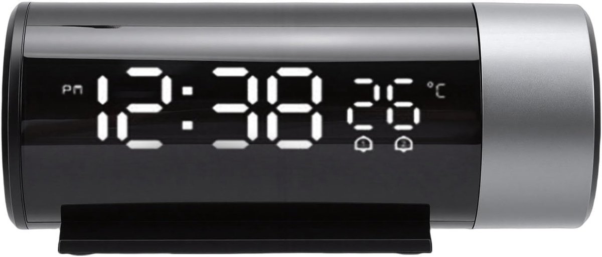 Projectiewekker LED - Digitale Alarmklok - Slaapkamer Bureau - 180 Graden Draaibaar - 28x39mm - Wit