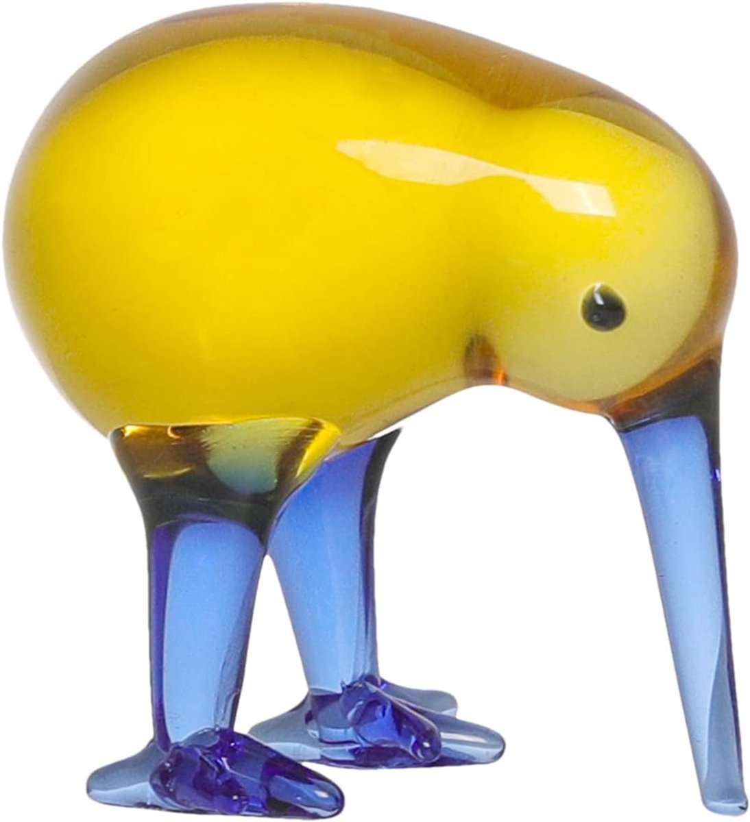 Glazen Vogel Beeldjes - Dierenfiguur Kristal - Tafeldecoratie Woonkamer - Handgemaakt Vakmanschap - 8x5x7cm - Geel