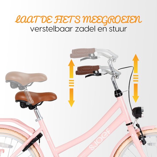 SJOEF City Meisjesfiets 24 inch - Kinderfiets 8, 9, 10, 11, 12 jaar - Oma Fiets 24 inch Meisje - Roze