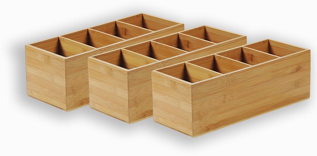Bestekbak Set - Keuken Organizer - Keuken Laden - FSC Bamboe - 35x14x12 cm - Natuurlijk