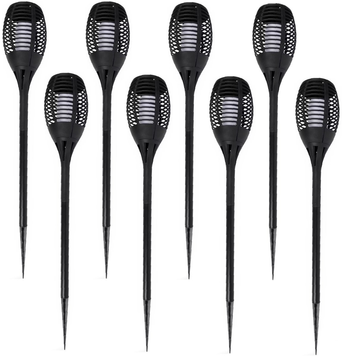 Lifetime Garden Solar LED tuinfakkels - 10x - zwart - 77 cm - Tuinverlichting - LED fakkels