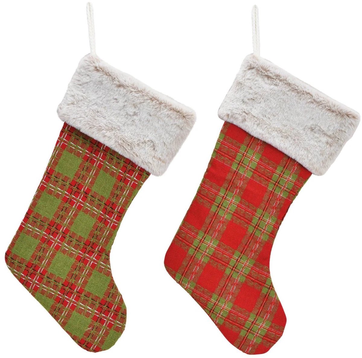 Kerstsokken rood/groen - set van 2