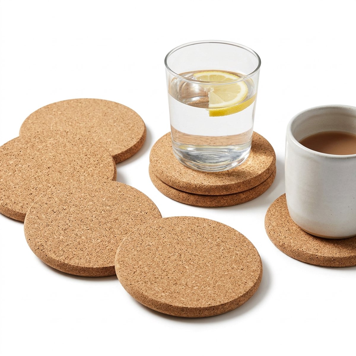 Cheqo® Kurken Onderzetters - Onderzetters Kurk - Onderzetters voor Glazen - Coasters - Onderzetters Set - Onderzetters Rond - Onderzetters voor Bekers - Onderzetters voor Kopjes - Onderzetters voor Tafel