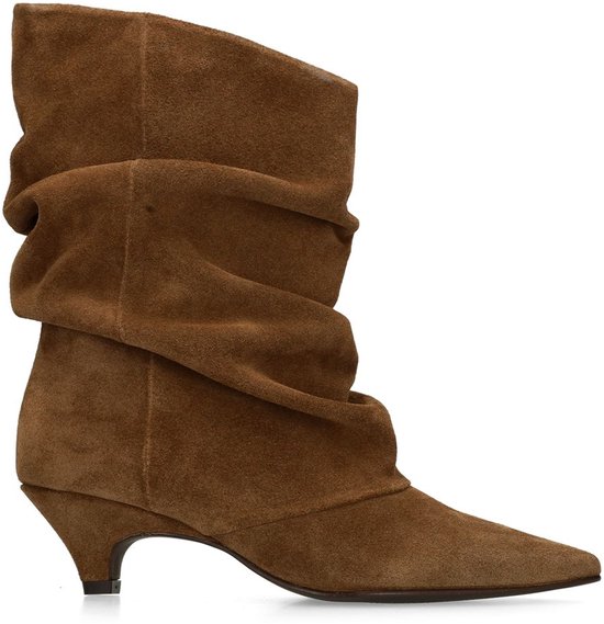 Sacha - Dames - Bottines marron suède slouchy avec talon - Taille 39
