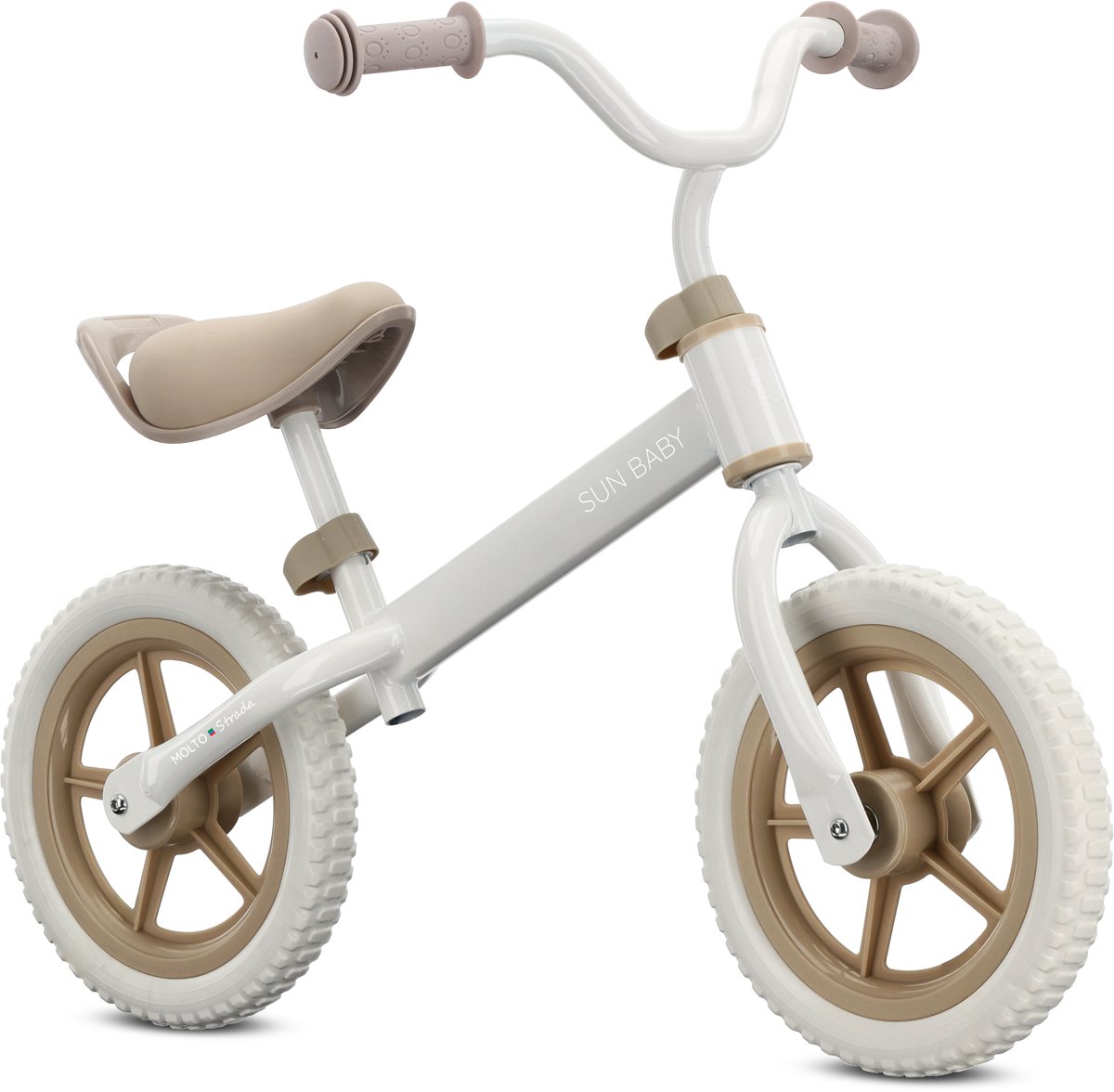 sun baby Loopfiets voor Kinderen 2 Jaar Molto Strada, max. 30 kg, Loopfietsen met schuimrubberen banden, verstelbaar zadel en stuur, stalen frame - Beige